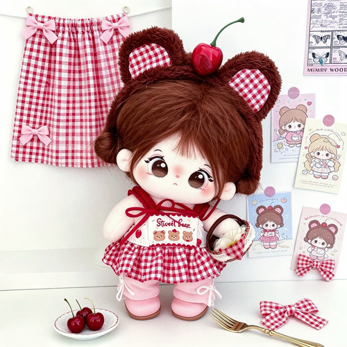 现货20cm娃衣【樱桃小熊】甜美可爱棉花娃娃衣服套装玩偶公仔服