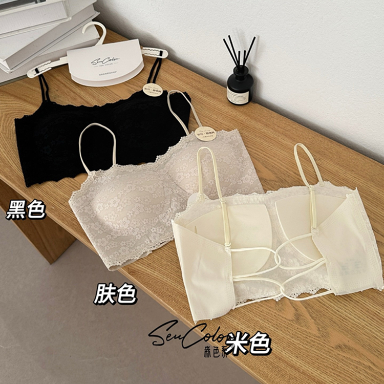 黛美芮蕾丝多交叉美背大露背抹胸