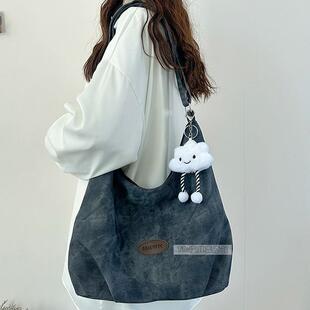 春季牛仔包包女大容量单肩托特包云朵斜挎包大学生上课通勤书包潮