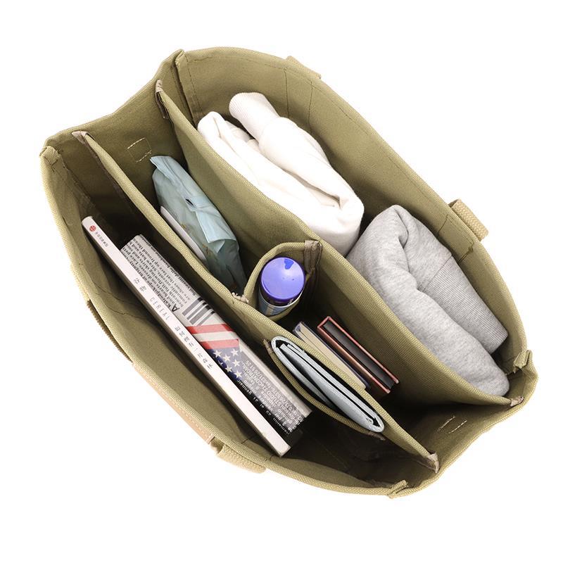 2025新款多分格帆布包手提单肩斜挎款多隔层实用托特包女包妈咪包