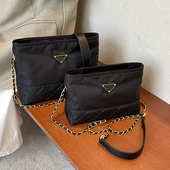 牛津布包包女夏大容量2025新款 今年流行爆款 链条斜挎包休闲水桶包