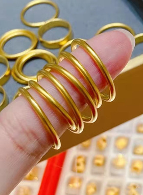 古法传承素圈光面戒指越南沙金磨砂钻石哑光实心闭口指环厂家