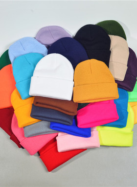 秋冬新款女网红个性针织冷帽潮男蹦迪嘻哈地主瓜皮帽大头围毛线帽