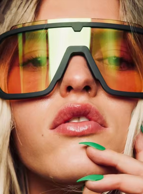 欧美复古超大框飞行员式连体太阳眼镜男女潮户外街拍骑行嘻哈墨镜