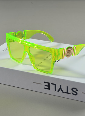 欧美潮流复古超大方框墨镜男女街拍走秀个性果冻粉色方形太阳眼镜