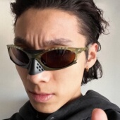 欧美复古大框飞行员式 炫彩骑行太阳眼镜男女圆脸嘻哈蹦迪朋克墨镜