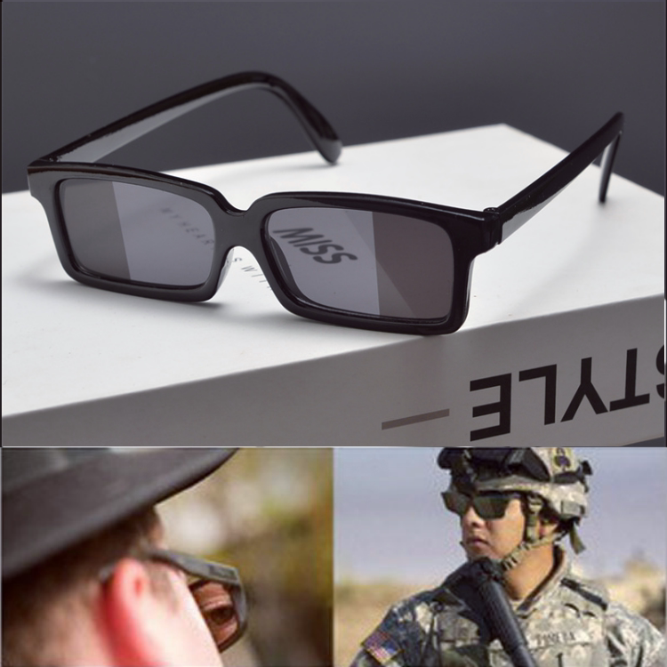 欧美复古长方形窄框墨镜男女痞帅黑色小框侦探眼镜后视骑行太阳镜