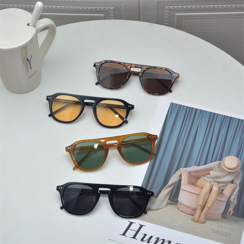 韩版新款复古米钉太阳眼镜潮男高级感果冻橘色大框圆脸显瘦墨镜女