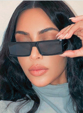 未来感果冻色方形眼镜欧美朋克风长方形连体太阳镜个性机能墨镜潮