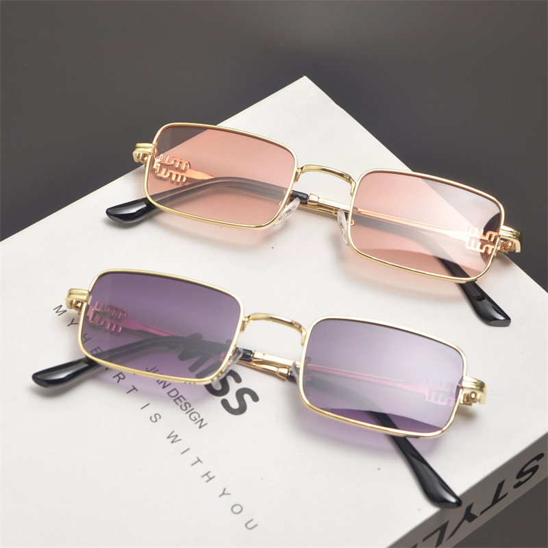 欧美复古朋克风长方形窄框墨镜男女小脸显瘦嘻哈蹦迪字母太阳眼镜