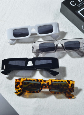 网红新款未来感超窄小框墨镜欧美潮男辣妹蹦迪个性方形太阳眼镜女