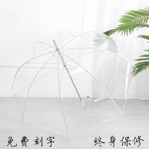 手工少女心直杆小清新透明雨伞