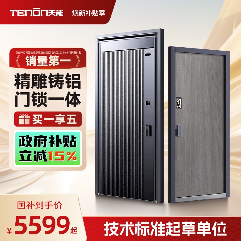 亚太天能智能门精雕铸铝入户门