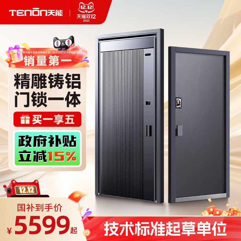 亚太天能智能门精雕铸铝入户门