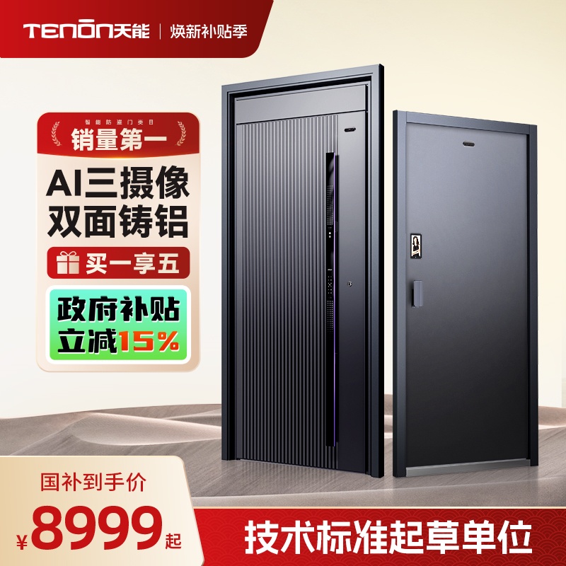 亚太天能AI三摄铸铝装甲智能门