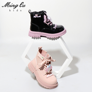 明璐女童加绒马丁短靴子2025冬季小公主皮靴女宝保暖二棉儿童短靴