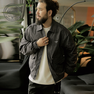 格里森GELISEN大码商务男装男士宽松休闲罗纹工装外套秋季新款