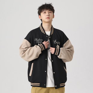 休闲棒球服男生美式 2025新款 高街潮牌宽松痞帅夹克 外套春秋季 男士