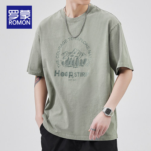罗蒙夏季青年圆领舒适T恤