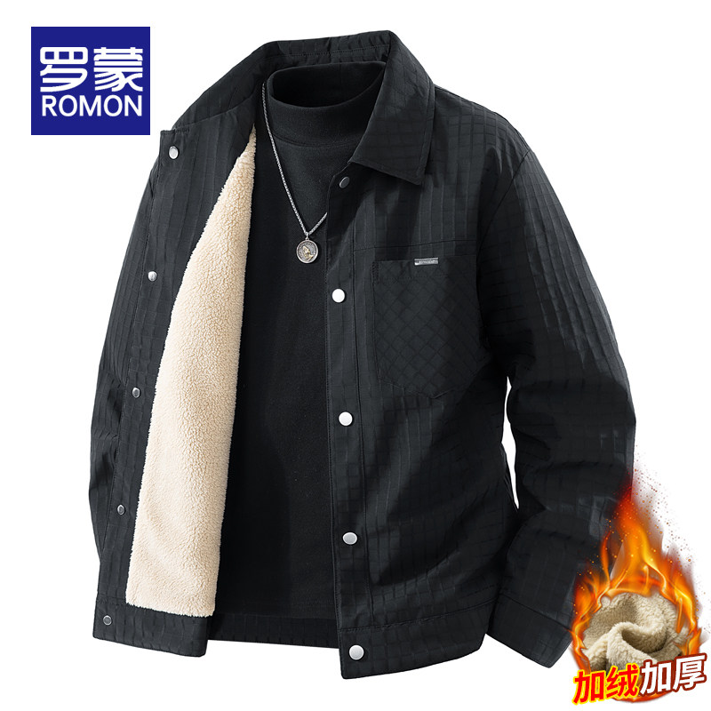 罗蒙加绒加厚夹克外套男