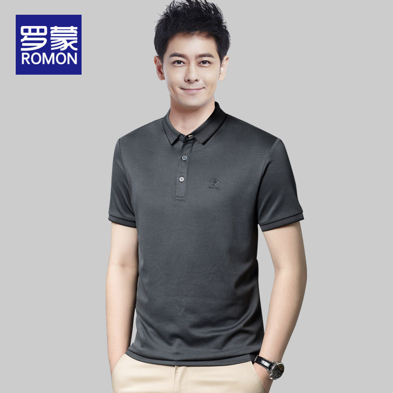 罗蒙男士短袖t恤男夏季薄款翻领体恤polo衫男莱赛尔冰丝半袖上衣