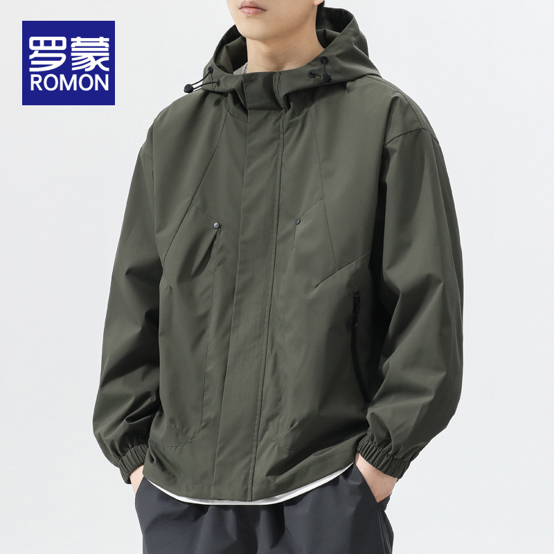 罗蒙连帽秋冬夹克外套男2025新款