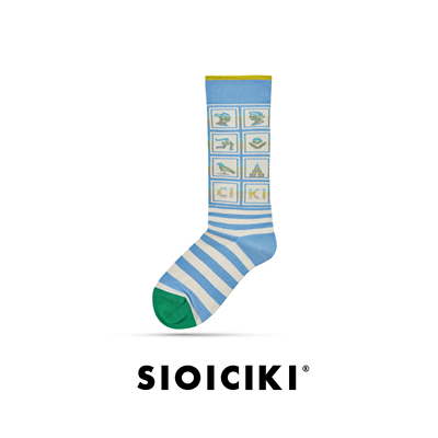 sioiciki情侣条纹中筒袜