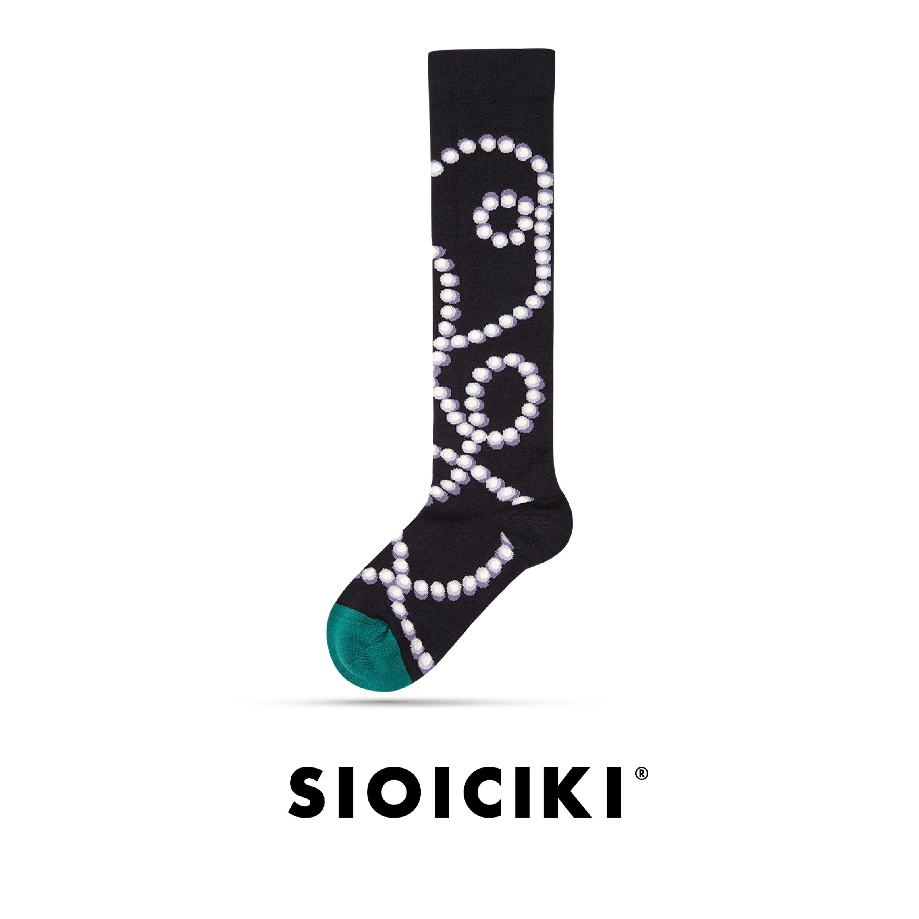 SIOICIKI新罗马文艺艺术风黑白珍珠情侣高筒袜