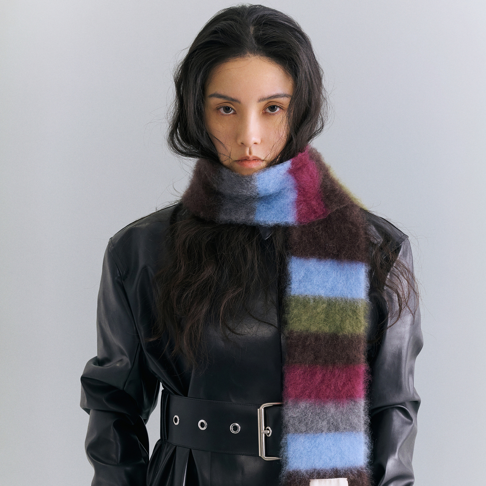 SIOICIKI/LUA精选100%山羊绒冬季彩色围巾拉绒羊绒情侣款温暖舒适