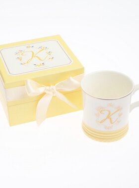 现货 日本Afternoon Tea精致字母K黄色陶瓷杯蝴蝶结丝带礼盒