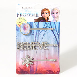 现货 英国Disney迪士尼FROZEN2冰雪奇缘Elsa艾莎水钻雪花发夹组