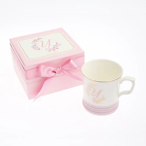 现货特惠 日本Afternoon Tea精致字母Y粉色陶瓷杯蝴蝶结丝带礼盒