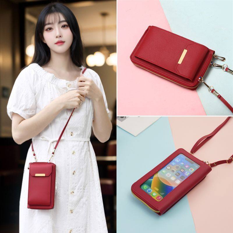 新款女士时尚触屏单肩挎包学生小包多功能大容量简约韩版竖款手机