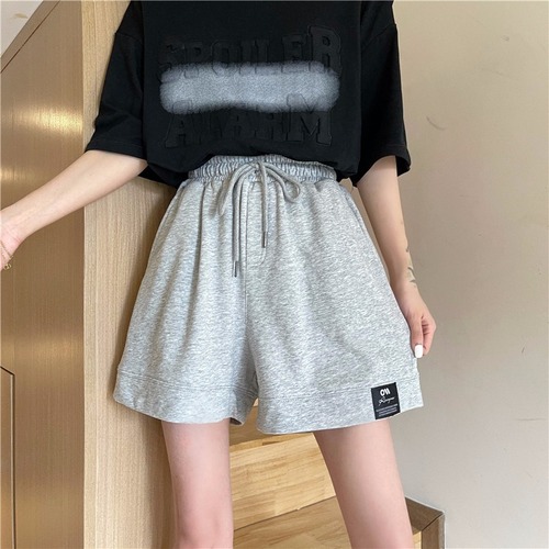 Real shooting cotton new sports shorts women's summer thin five point wide leg sports shorts