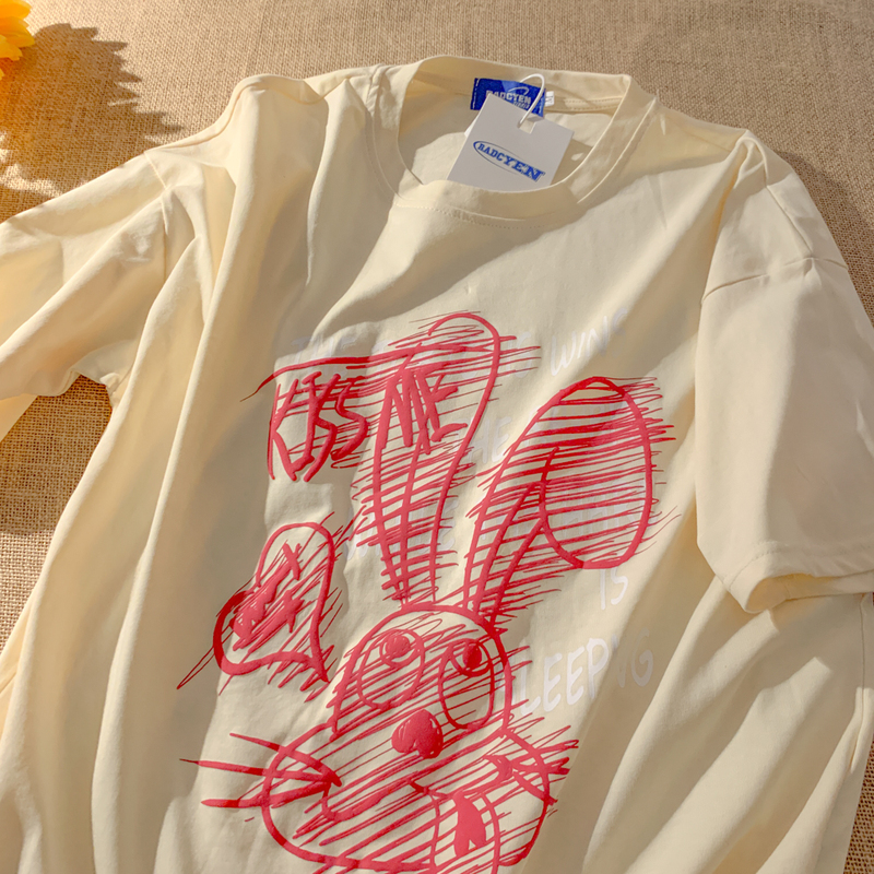 Official picture real price short sleeve T-shirt women's mid length foam printing