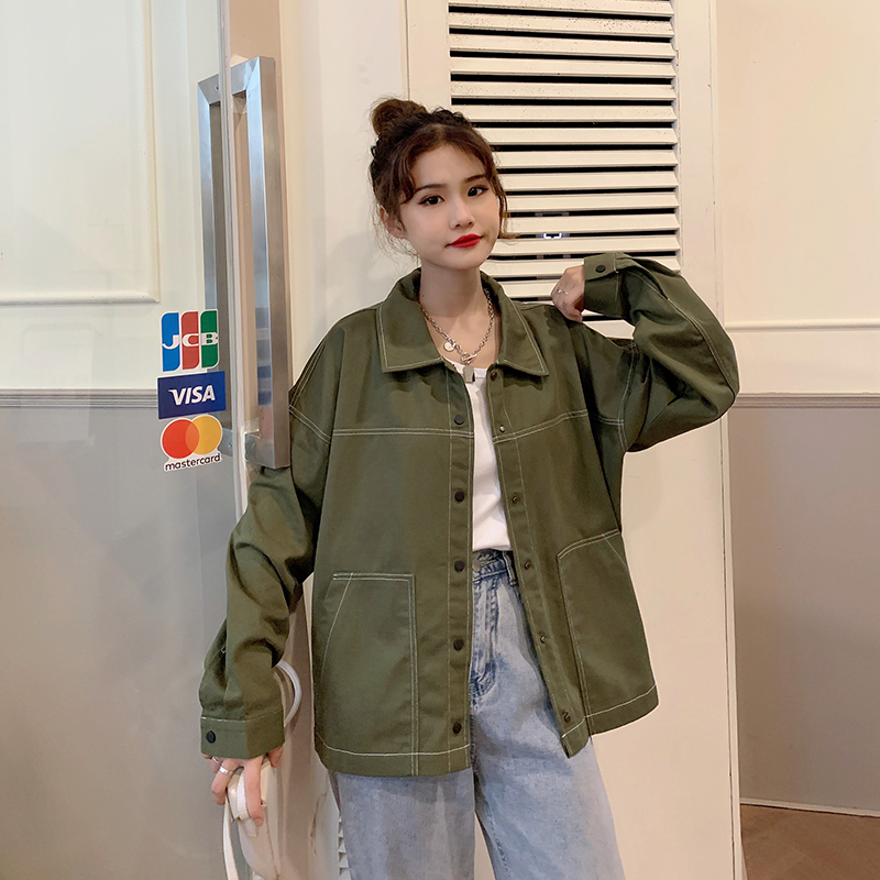 Real shot 1027 Jacket Women's autumn and winter versatile design loose women's short top