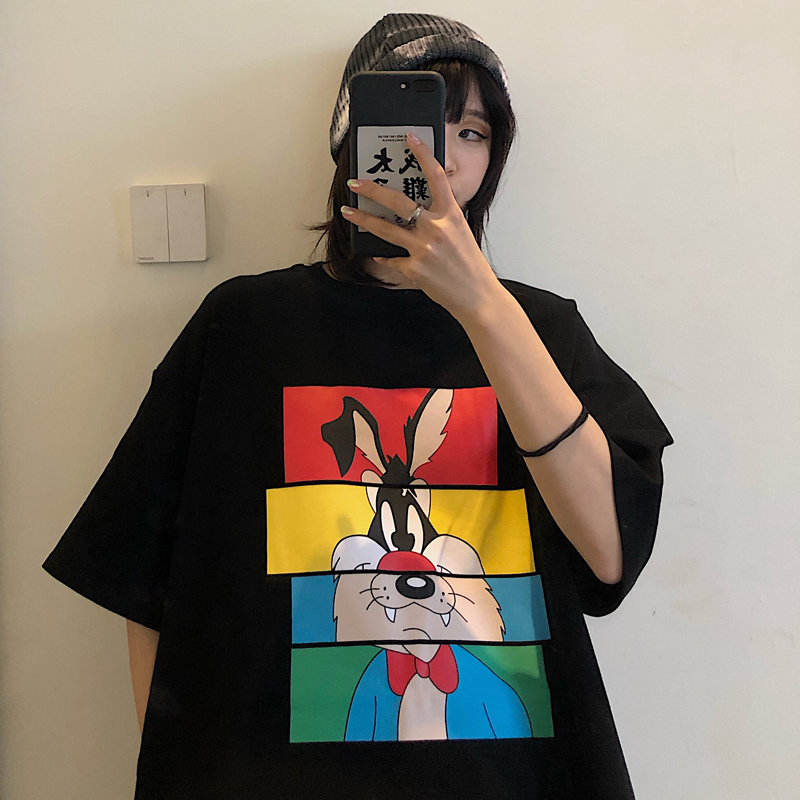 實拍短袖恤女寬鬆韓版打底衫上衣