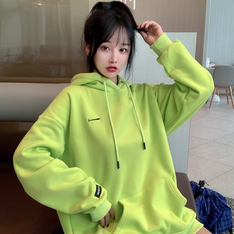 實拍實價薄款衛衣女連帽中長款