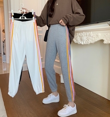 實拍實價春秋運動褲束腳高腰哈倫褲休閒褲女