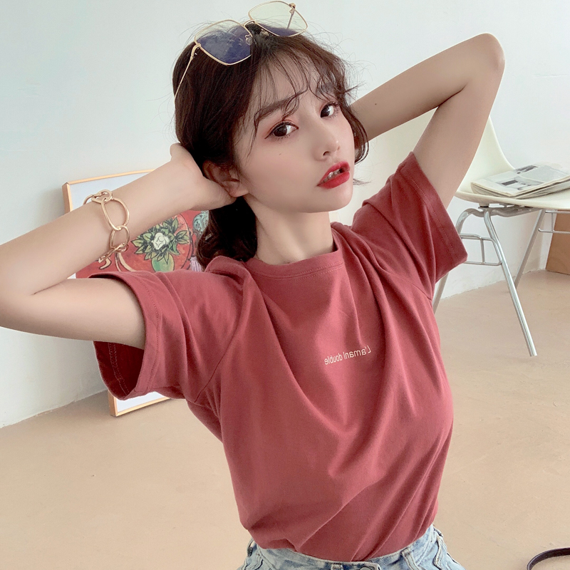 實拍實價短袖t恤女印花字母