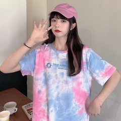Real price short sleeve T-shirt women's mid length tie dye
