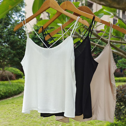 夏季打底透光交叉蚕丝小吊带