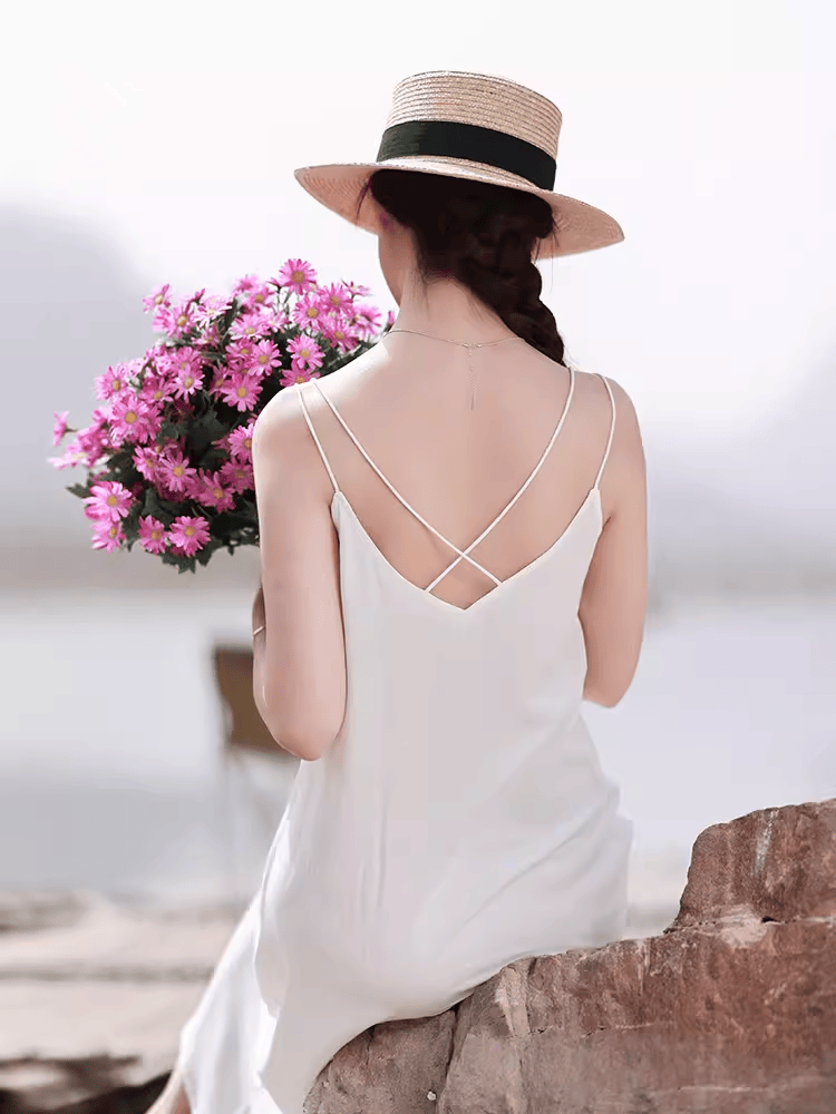 2024新款吊带衬裙女夏内搭背心打底连衣裙性感露背睡裙轻薄中长款
