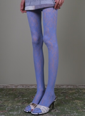 西岭【蓝色花纹丝袜女 清新优雅风 搭配艺术高跟鞋潮袜