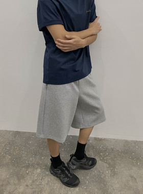 INKNOTS复古350克重磅空气层卫裤男女宽松直筒休闲六分裤运动短裤