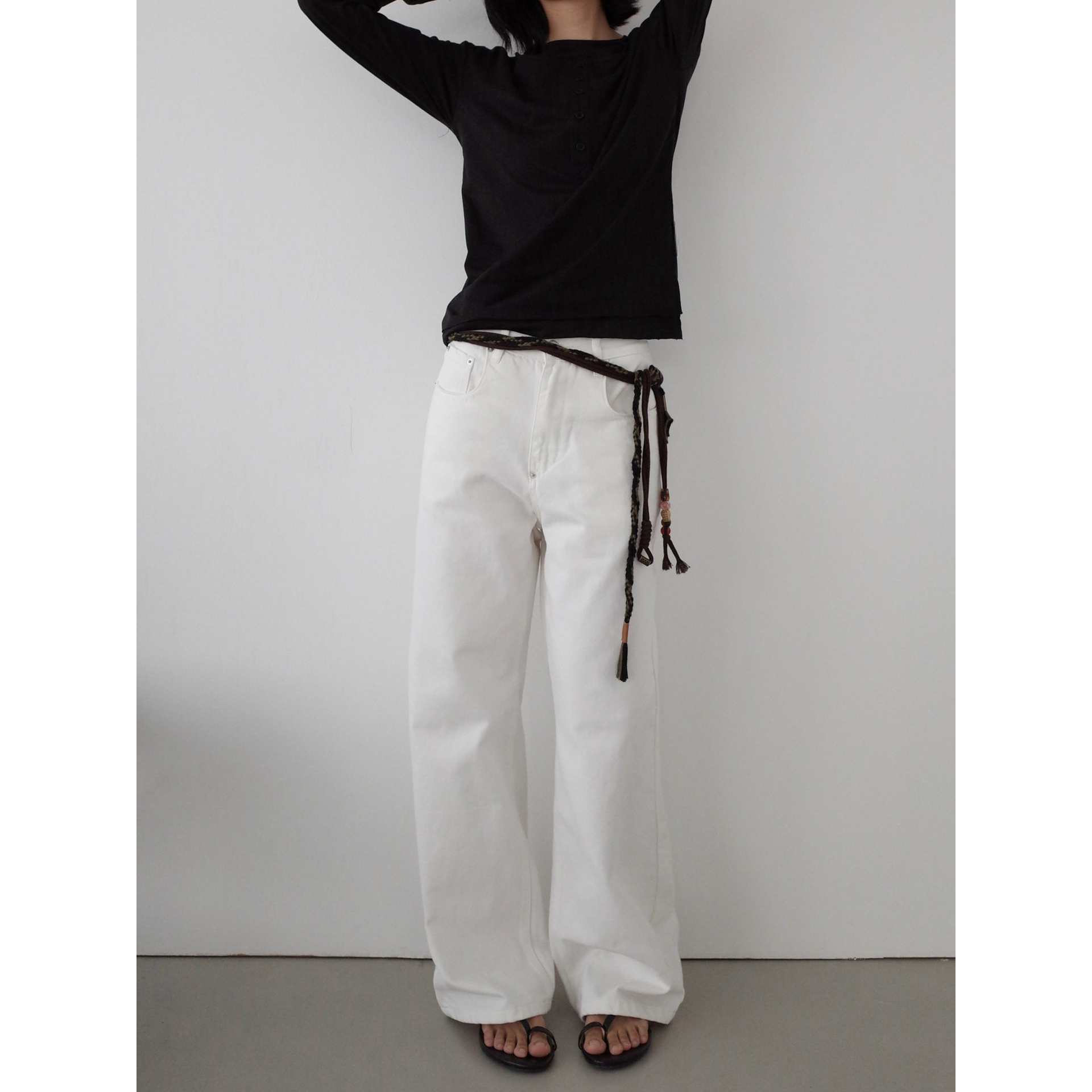 INKNOTS水洗直筒纯色牛仔裤