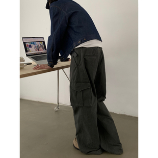 INKNOTS美式复古水洗直筒廓形工装裤男女宽松阔腿cargo休闲裤潮牌