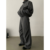 男女宽松阔腿休闲机能风运动长裤 INKNOTS美式 复古抗皱廓形伞兵裤