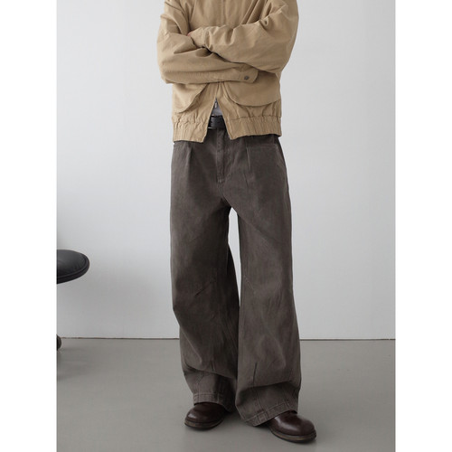 INKNOTS水洗做旧高级感直筒裤