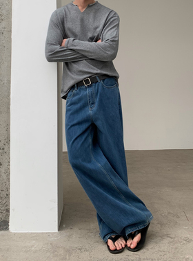 INKNOTS美式复古水洗廓形baggy牛仔裤男女cheanfit慵懒感宽松长裤